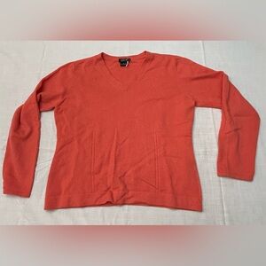 Women’s 100% cashmere orange v-neck sweater